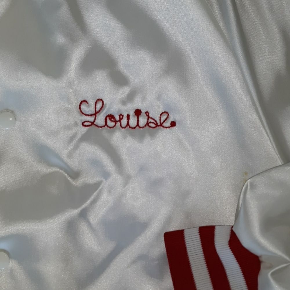 VINTAGE Windjammer 90's White Satin Bomber Jacket VFW - Picture 5 of 12